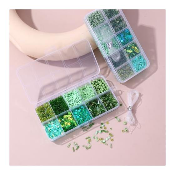 Glass Beads Seed Beads 10 Colors Set 2-5mm Colorful Small Kit Round Seed Accessory Kit Sequins Transparent Core Handicrafts Small Crafts Round DIY