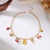 Charm Flower Bowknot Cherry Strawberry Pendant Necklace for Women Fashion Gold Color Metal Choker Chain Dainty Party Jewelry