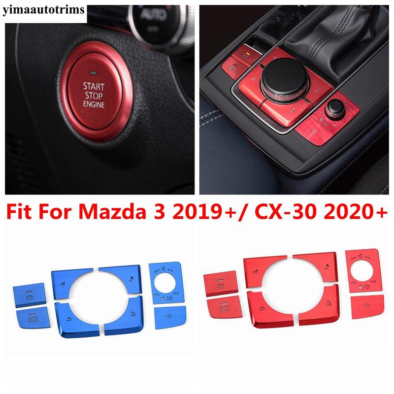 Central Control Gear Shift Multimedia Panel Start Stop Button Cover Trim Accessories For Mazda 3 - 2025 / CX-30 - 2025