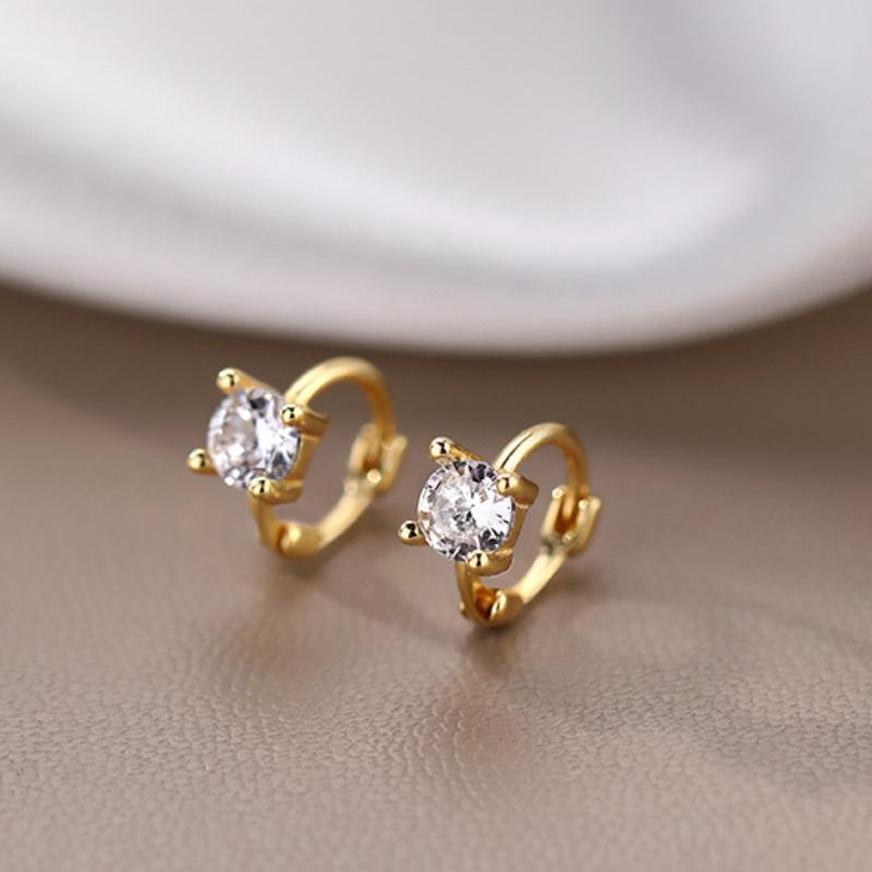 Simple Silver Needle with Diamond Beads Ear Hook Women's Ear Bone Pin Simple Earrings