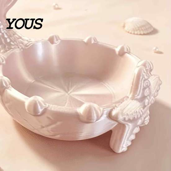 Handmade Style Trinket Dish 3D Printed Mermaid Tail Dish, Ocean Theme Jewelry Tray, Decorative Cute Room Decoration Ring Earring Holder for