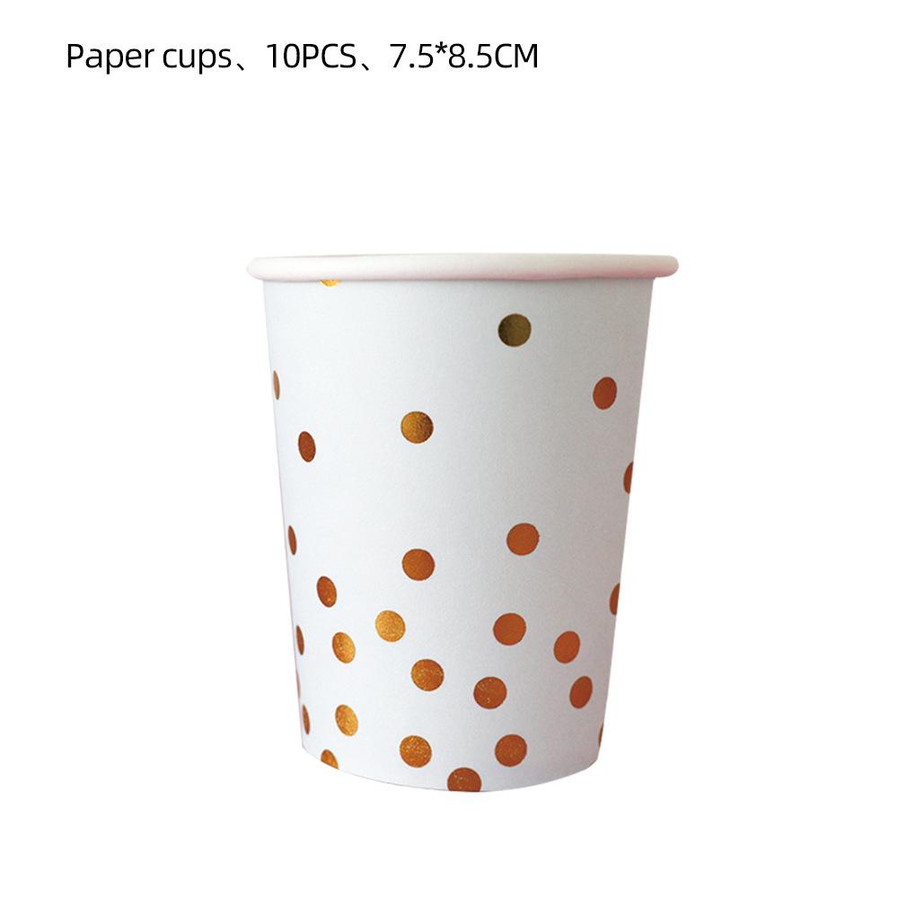 Niezbędne na przyjęcie urodzinowe Białe z brązowym nadrukiem w kropki Tematyczne Jednorazowe Przedmioty Talerz Kubek Papierowy Obrus Dekoracja Flaga