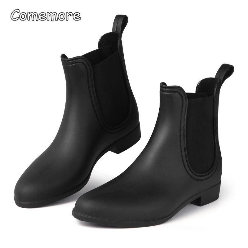 Fashion Comemore Rubber Rain Boots Women Waterproof Galoshes Shoe 2025 Ladies Fashion Apring Shoes Anti-Skid Ankle Boot Botas Femininas