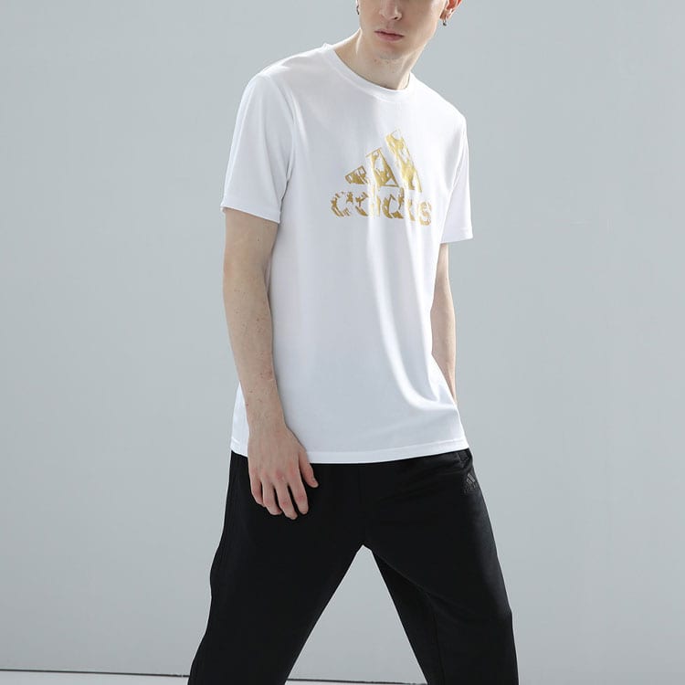 adidas T Shirt Unisex White Gold ADITSG2P-WG