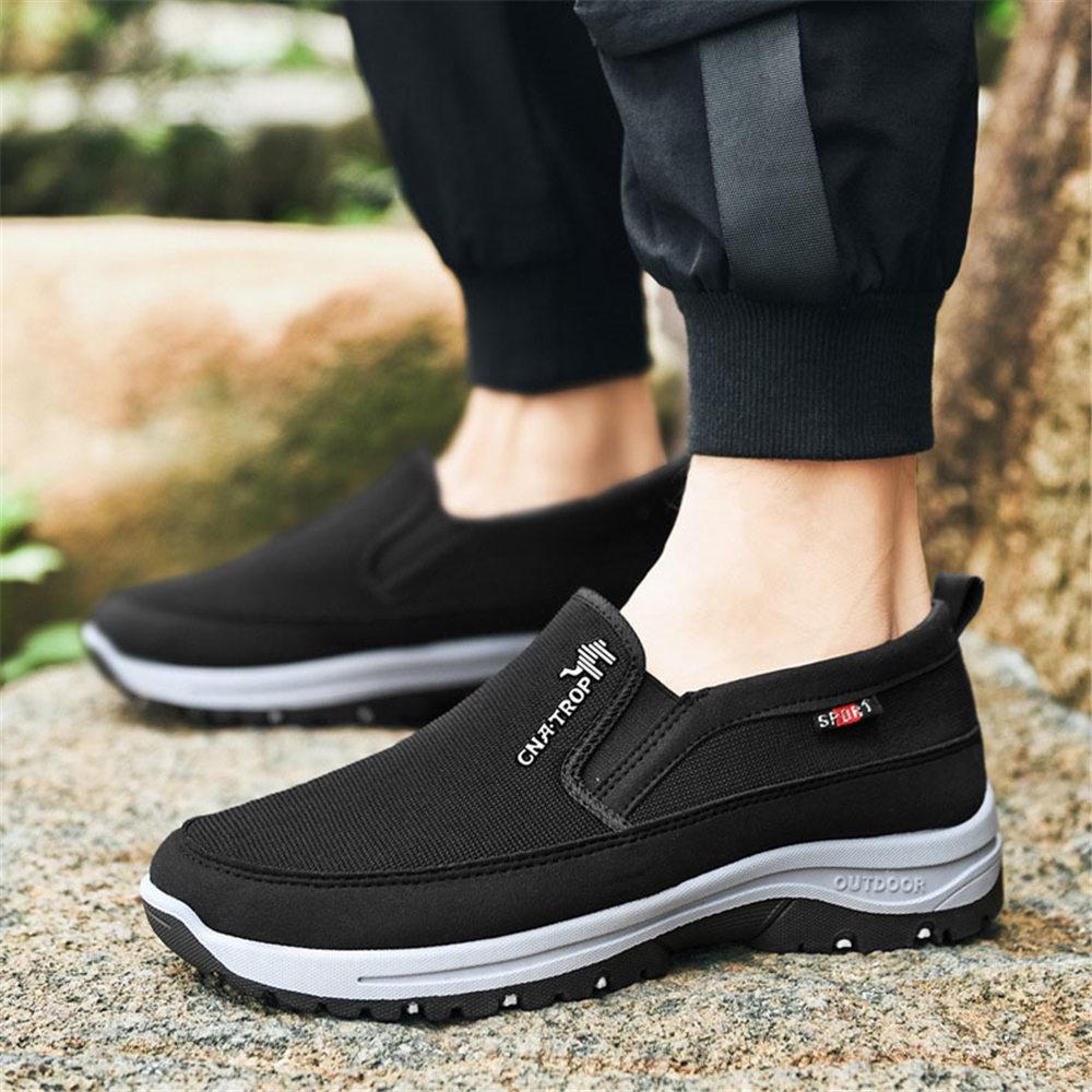 Men's Arch Support Slip-On Canvas Loafers Outdoor Casual Anti-slip Orthopedic Shoes Flat Walking Boat Shoes