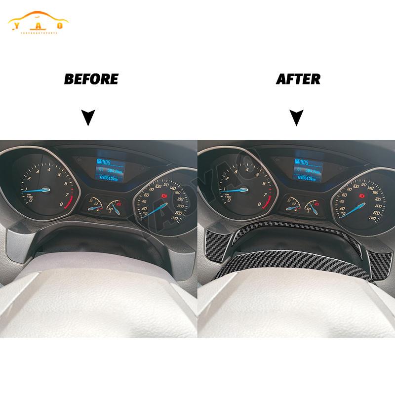 Carbon Fiber For Ford Focus Mk3 2012-2014 Car Speedmeter Frame Panel Cover Trim Sticker Interior Accessories
