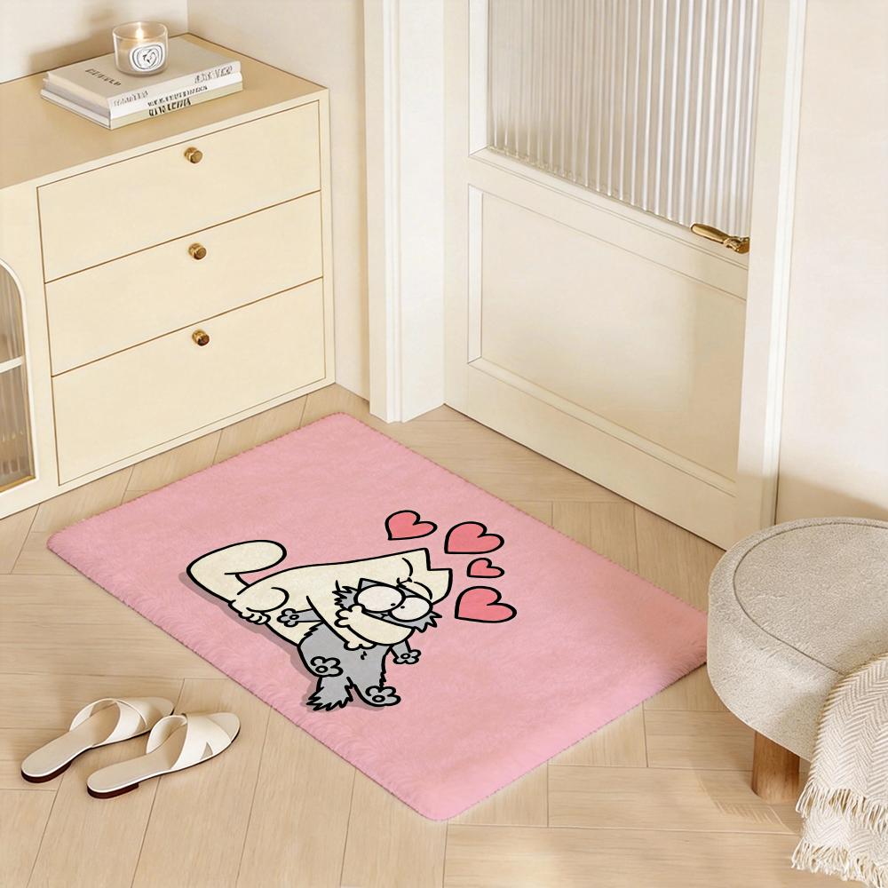 HOT Cartoon S Simons Cat Floor Mat Eco Flannel Doormat Non Slip Odorless Indoor Floor Rug Soft Short Plush Home Mat