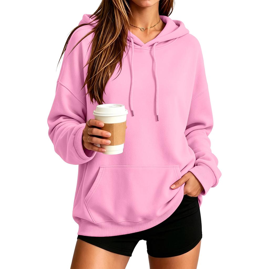Unisex Hoodie Color Long Sleeve Loose Fit Plus Size Casual Pullover
