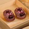 Light Luxury Full Crystal Oval Earrings Vintage Elegant Exaggerated Drop Earrings for Women