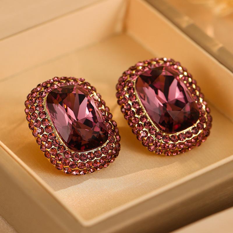 Серьги-подвески овальные, инкрустированные кристаллами, в стиле легкой роскоши, винтажные, элегантные, преувеличенные, для женщин