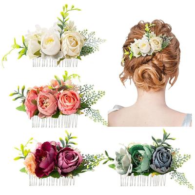 Bridal Crystal Hair Ornaments Flower Leaf  Hair Comb Bridal Hair Accessories Flower Hair Comb