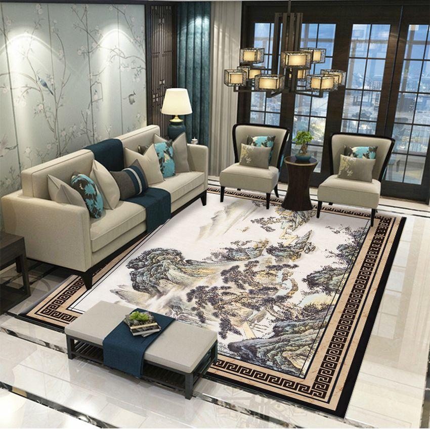 New Chinese Carpet Living Room Chinese Style Household Anti-Skid Bedroom Bedside Study Floor Mat Tea Table Blanket