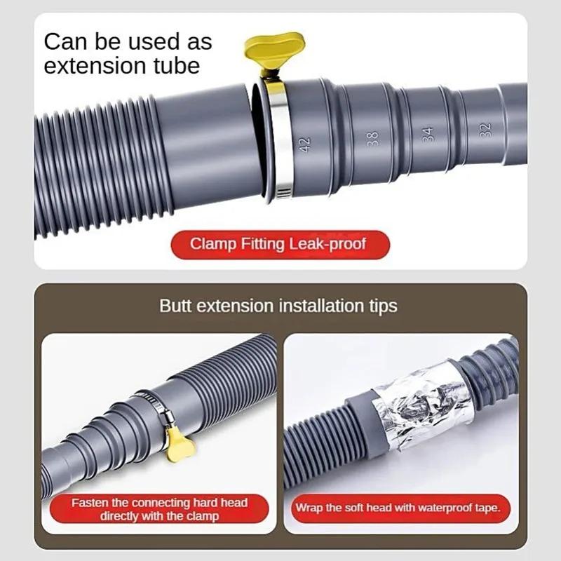 Foldable RV Caravan Sewer Pipe Kit 3 4 5m with Adapter Clamp Camper Trailer Waste Hose Leakproof Drainage for Camping Road Trip