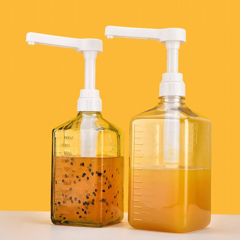 10/15/20/30CC Liquid Dispenser with Scale Coffee Syrup Drip Bottle with Hydraulic Pump Nozzle Head Kitchen Honey Jar Container