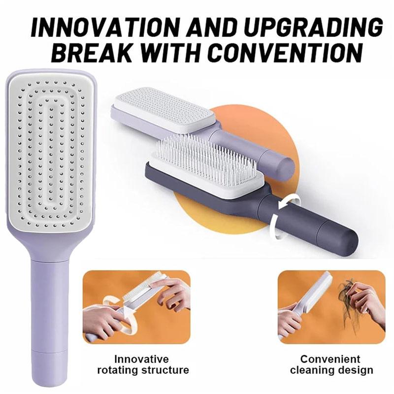 BEPAN 1/2pcs Self-Cleaning Massage Brush Telescopic Comb One-key Cleaning Hair Loss Airbag Scalp Massage Comb with Retractable Bristle