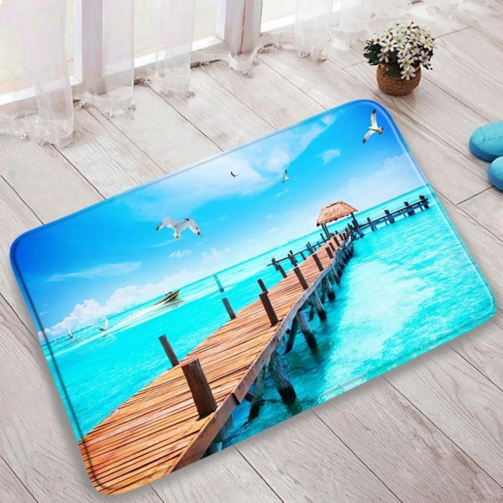 1pc Ocean Beach Landscape Door Mat NonSlip Rug Living Room Bedroom Kitchen Entrance Door Mat Inside Outside Durable