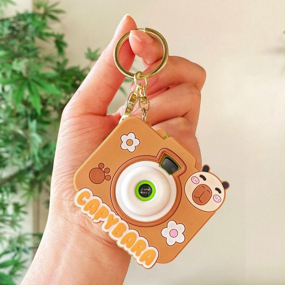 2Pcs Simulation Luminous Cartoon Key Ring Projection Bag Pendant  Children's Toys