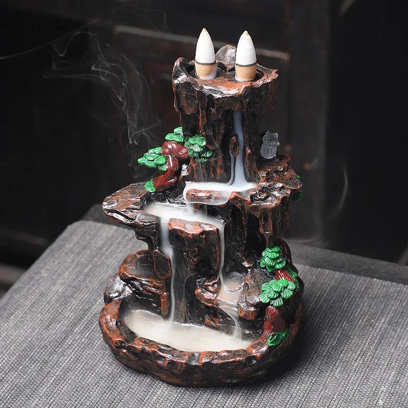 Resin Alpine Flowing Water Aromatherapy Furnace Ornamental Sandalwood Creative Rockery Backflow Incense Furnace, Home Decoration