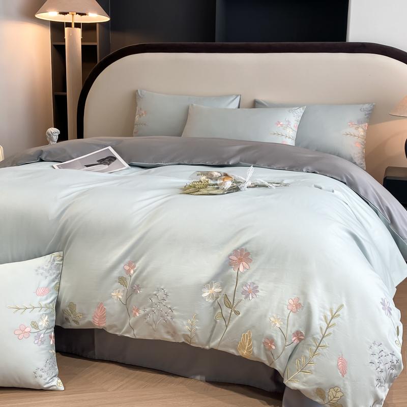 

Svetanya Floral Embroidery Egyptian Cotton Bed Linens Bedding Set Sheet Duvet Cover Pillowcase Underwear Queen Flat Sheet