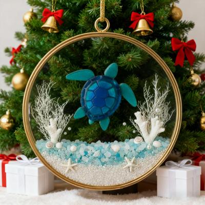 Decoração de Natal Série Oceano Enfeites Acrílicos Decoração Pendente de Natal com Temas Oceânicos Presente Festivo para Exibição em Casa e na Árvore