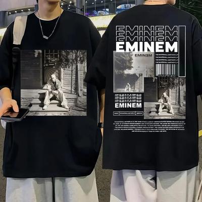 Rapper Eminem Musikalbum T-Shirt Welttournee Geschenk für Fan T-Shirt Männer Frauen Baumwolle Kurzarm Baumwoll-T-Shirt Tee Kleidung Oberteile