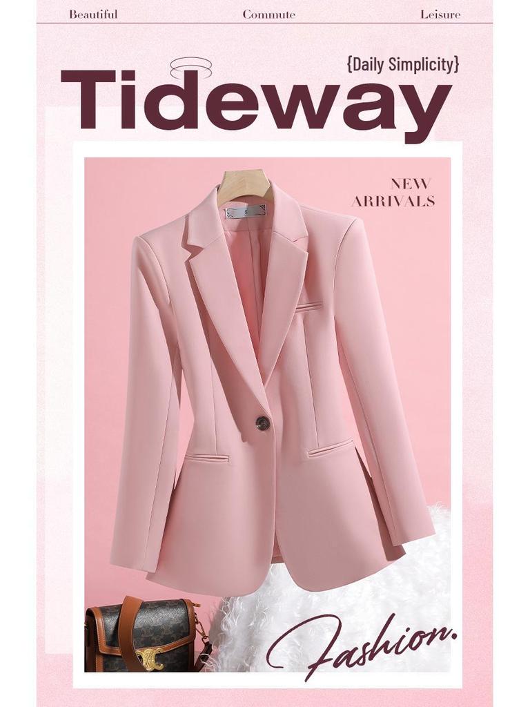 2025 Women's Slim Fit Pink Blazer: Fashionable, Age-Reducing One-Button Professional Suit for Autumn