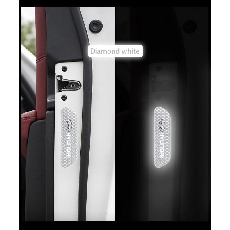 4pcs Car Door Sticker Reflective Safety Warning Mark Decoration Decals For Hyundai NLINE I30 I20 I10 Venue Tucson Ioniq IX35 I40