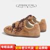 Niche Design Sense Leather Leopard Print Forrest Gump Shoes Women's 2025 Autumn New Single Shoes Comfortable Sports and Leisure Moral Training Shoes