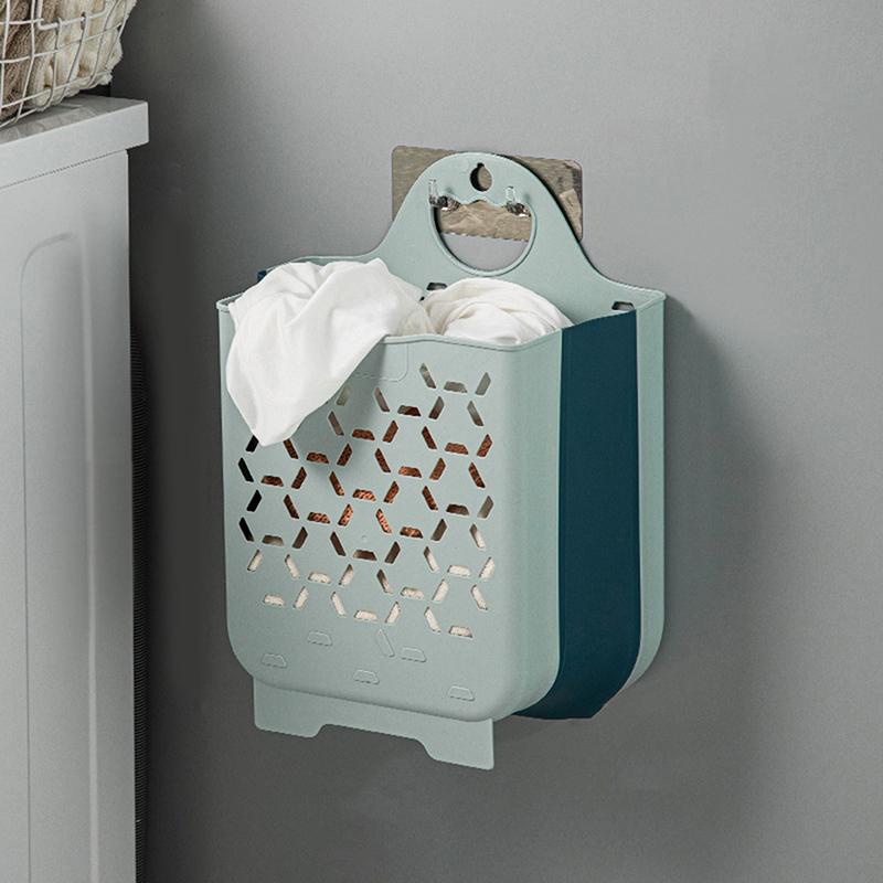 

Складная корзина для белья для ванной комнаты, настенная корзина для хранения грязной одежды без перфорации, хозяйственный мешок для белья, органайзер для белья синий