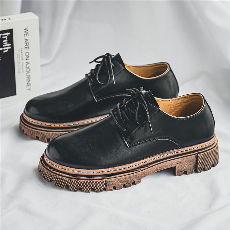 

With small feet jeans and small leather shoes 22 autumn casual shoes solid color soft sole non-slip board shoes 44 чорний коричневого кольору
