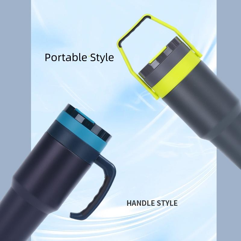 40oz 304 Stainless Steel Insulated Water Bottle Thermal Coffee Car Cup Cold Hot Mugs Vacuum Flask With Handle Straw For Sport