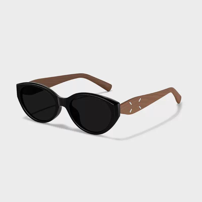 Retro European & American Cat-Eye Sunglasses - UV Protected Imitation Wood Grain for Women & Men