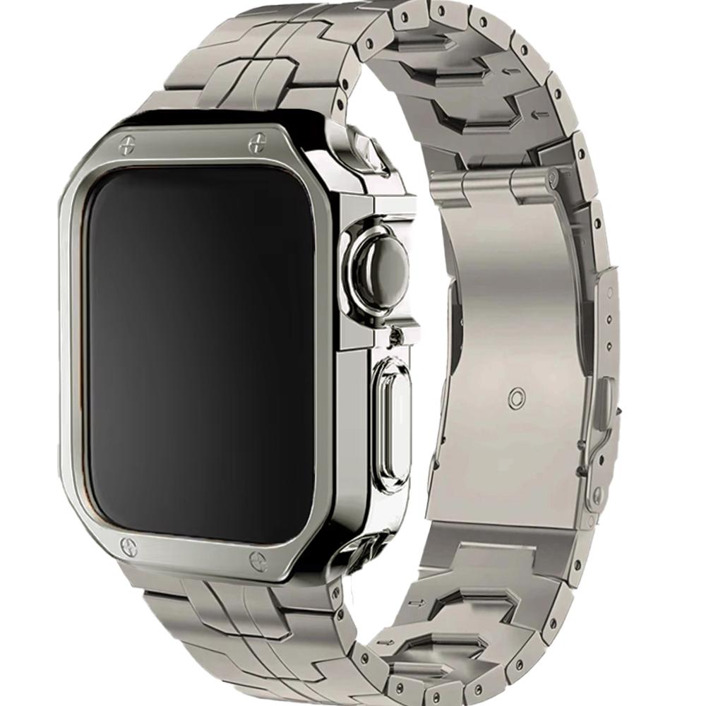 TPU Case+Strap for Apple Watch Band 46mm 42mm Titanium Wrist Bracelet Screen Protectors IWatch 10 9 7 8 45mm 41mm 44mm 40mm 49mm