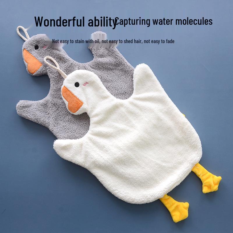 Big Goose Cartoon Hanging Hand Towel - Kitchen & Bathroom, for Children & Adults, Thick & Absorbent