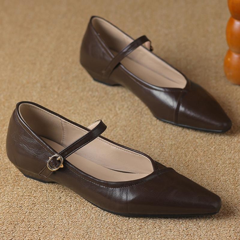 Eleganta Damskor med Låg Klack Mary Janes 2025 Mode Remmar Svart Nude Ballerinaskor Fest Bröllop Kontorsskor Kvinnliga Bekväma