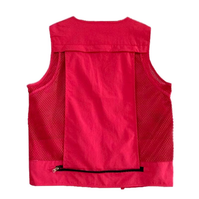 Potištěná vesta s více kapsami pro venkovní pracovní oděv na léto