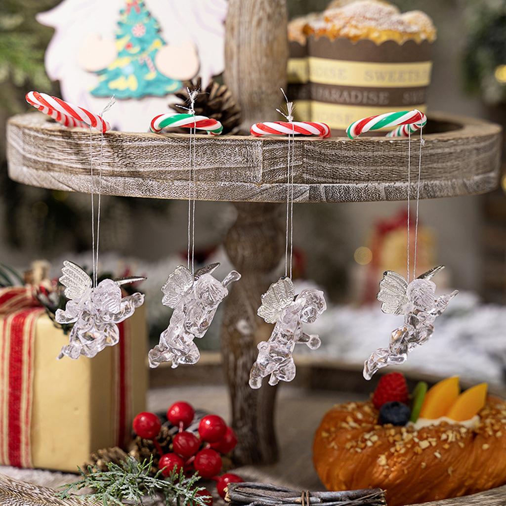 4pcs Christmas Angel Ornaments Clear Angel With  Christmas Tree Hanging Pendants Holiday Decorations