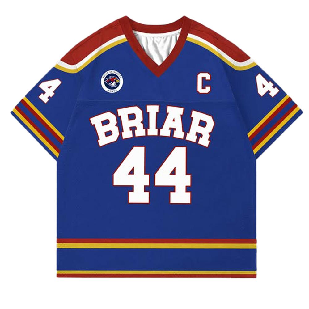 Off Campus Briar University Hockey Jersey Summer V-neck Short Sleeve Tees Graham 44 Graphic T-shirt Unisex Oversized Sportswear