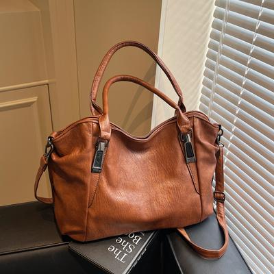 Women Tote Bag Fashion Underarm Pouch Large Capacity Soft Pu Leather Shoulder Bag Retro Crossbody Bag Casual Portable BucketBags