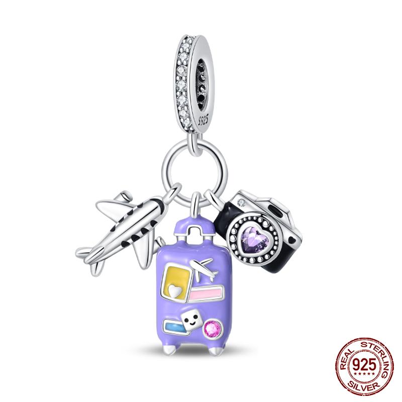 Fashion Copper Travel Aircraft Series Charms Beads Fit Qikaola Original Bracelets Diy Anniversary Jewelry For Women