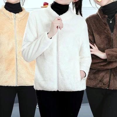 Winter Double-sided Plush Fleece Jacket Women's Fleece Thickened Warm Coral Fleece Fleece Fleece Fleece Sweater Tide
