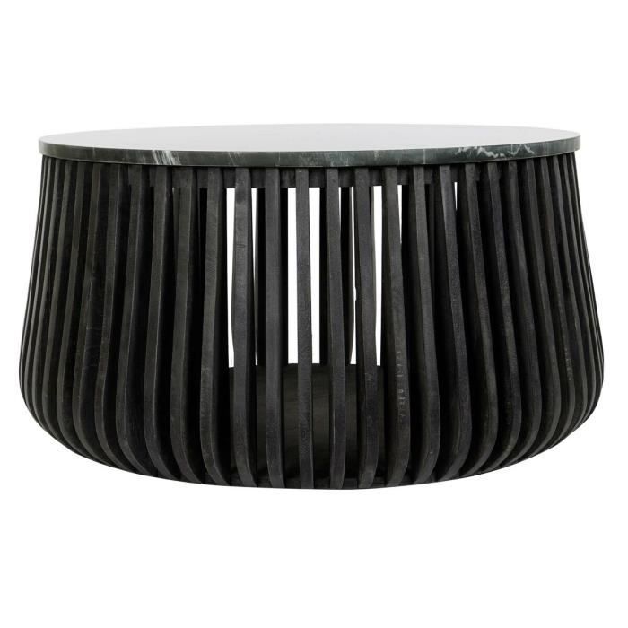 Table basse - Scandi - Noir - Marbre - Bois de manguier