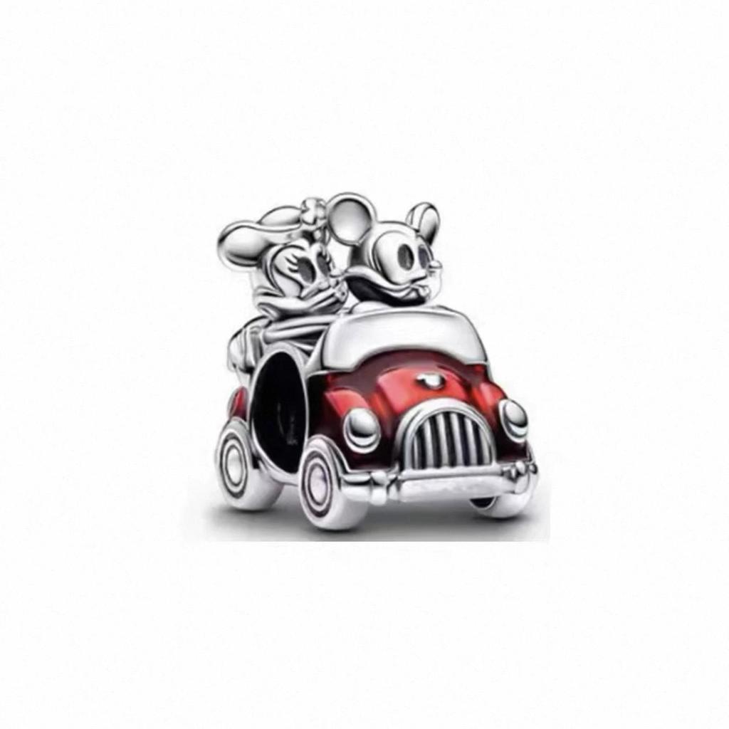 Disney Mickey Minnie Friends Dangle Charm Beads European Silver Bracelet Necklace DIY Jewelry Gift for Kids