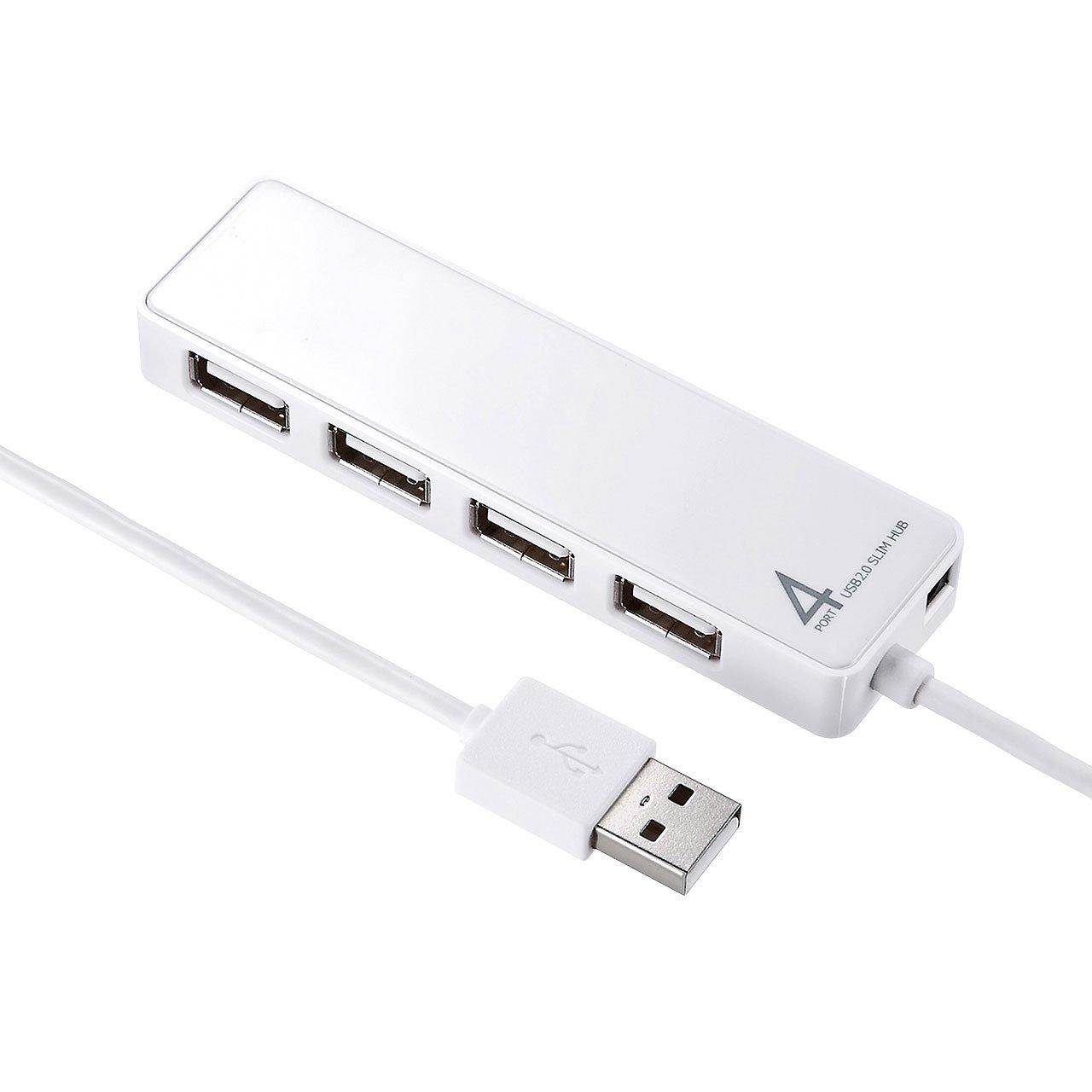 

Sanwa Supply hub with HDD connection and fastener White 4-port USB2.0 hook-and-loop USB-HTV410WN білий
