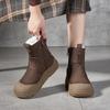 Winter Women Snow Boots Genuine Leather Outdoor Thick-Soled Snow Boots Winter Warm Wool Non-Slip Ankle Boots Mid-Calf Boots