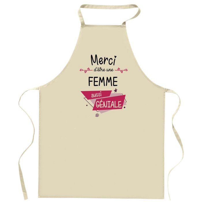 Tablier de cuisine - Planetee - Motif Merci Géniale - Coton résistant - Impression française