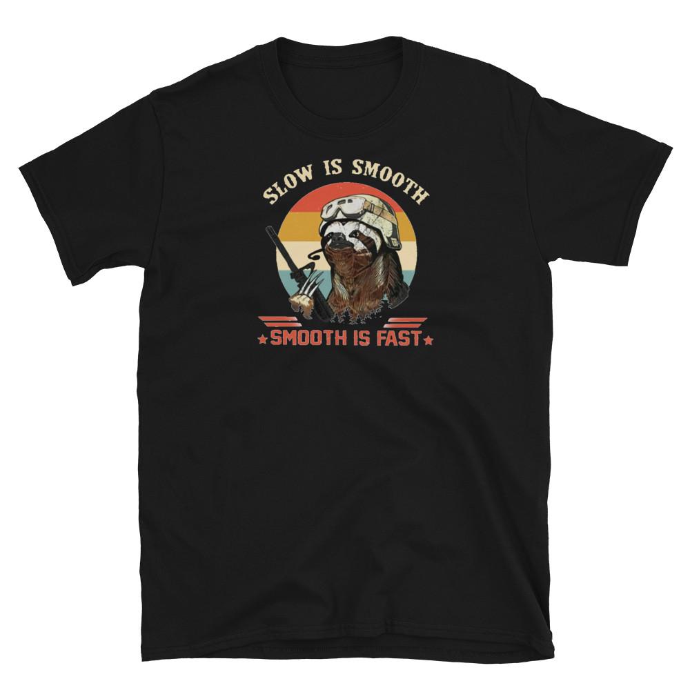 Slow Is Smooth, Smooth Is Fast Graphic, Firearms, NRA, Patriot, Printed T-Shirt Tops Tee
