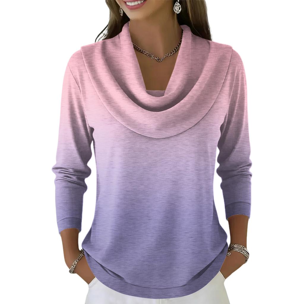 Women's Casual And Fashionable Round Neck Long Sleeved Printed Top Sweater