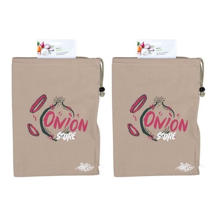 Sachet - EDDINGTONS - Lot de 2 sacs à oignons - Gris - Tissu - 27 x 38 cm