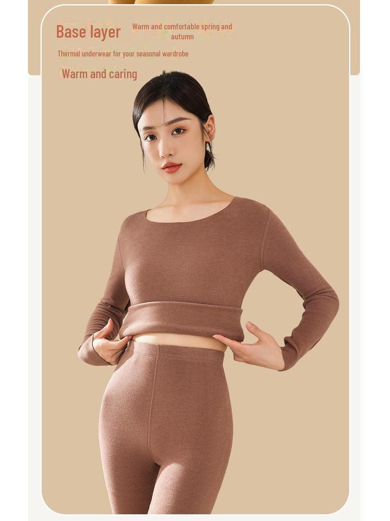 Women's Round Neck Velvet Bottoming Shirt - Winter Plush Seamless Innerwear, Thickened for Warmth